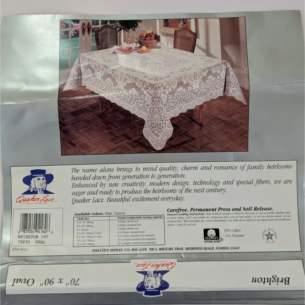 Vintage Quaker Lace Tablecloth Brighton 70x90